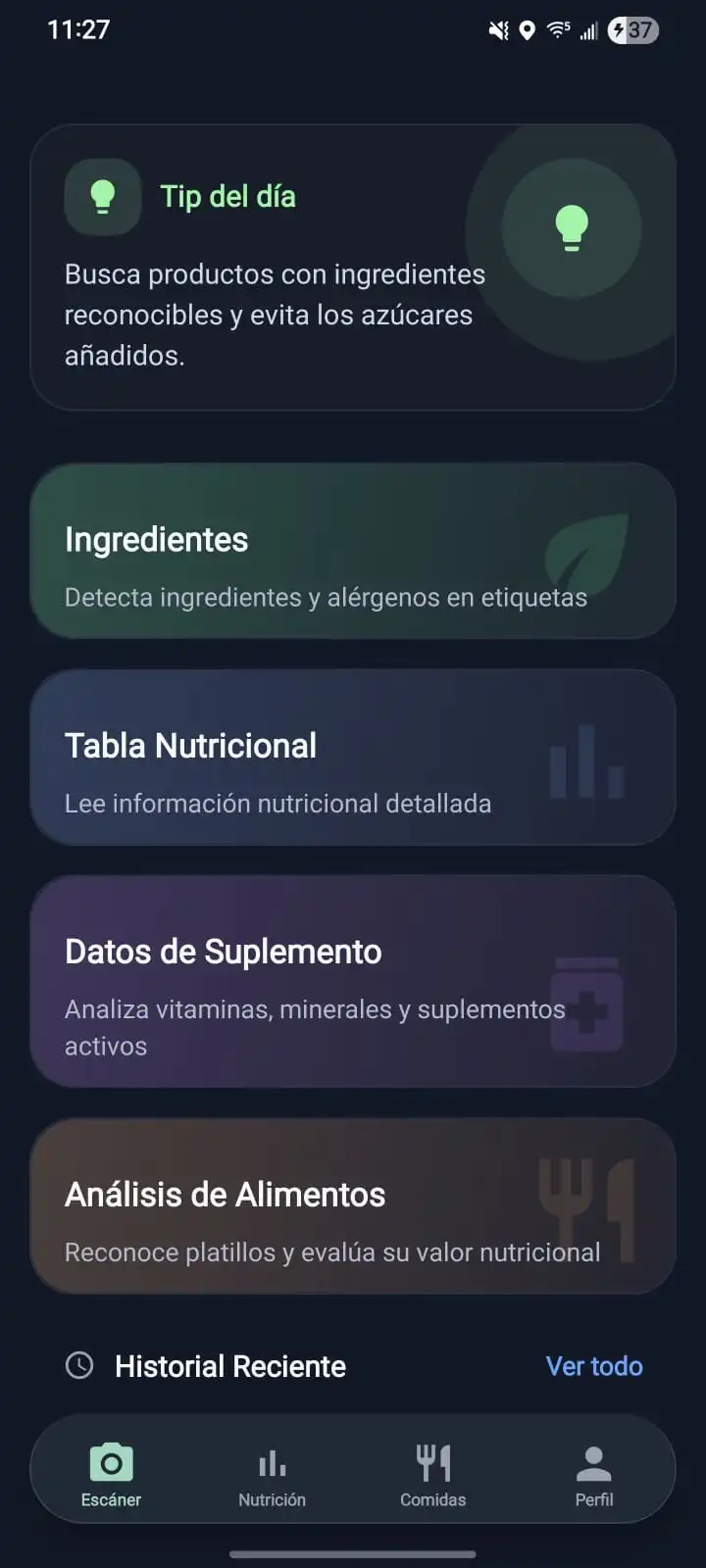 Nutri Scan App Home