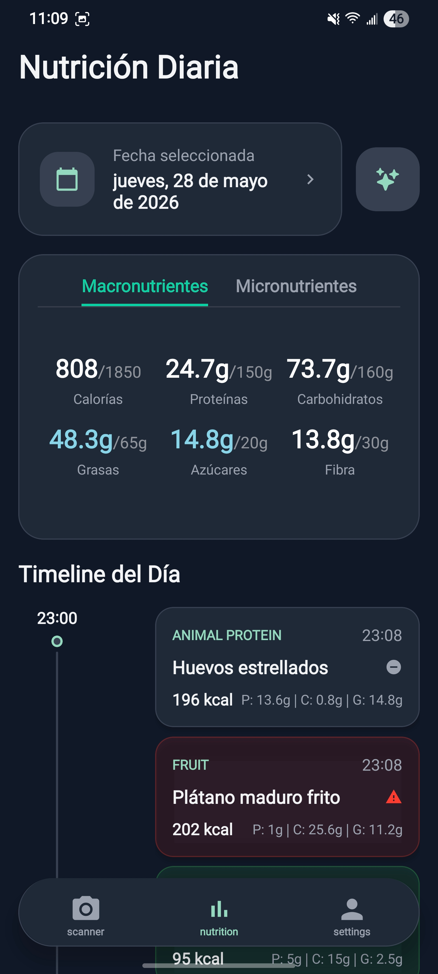 Nutri Scan Timeline View